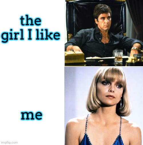 the girl I like; me | made w/ Imgflip meme maker