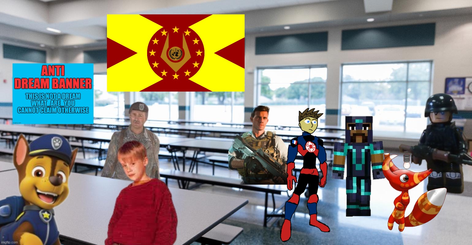 Team Earth hangout | image tagged in school cafeteria | made w/ Imgflip meme maker