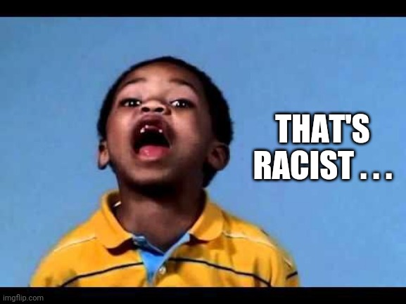 That's racist 2 | THAT'S
RACIST . . . | image tagged in that's racist 2 | made w/ Imgflip meme maker