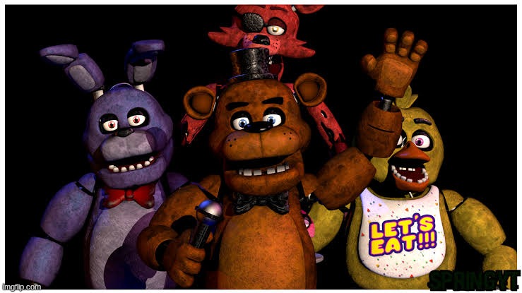 Freddy Bonnie Chica and Foxy | image tagged in freddy bonnie chica and foxy | made w/ Imgflip meme maker