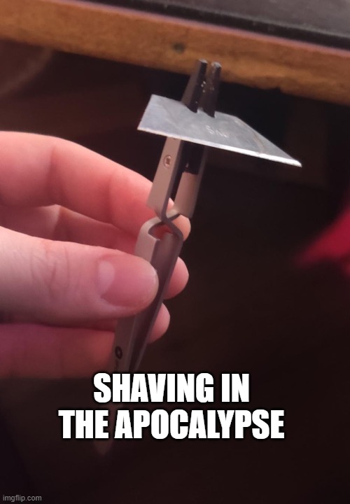 Shaving in the Apocalypse | SHAVING IN THE APOCALYPSE | image tagged in funny | made w/ Imgflip meme maker