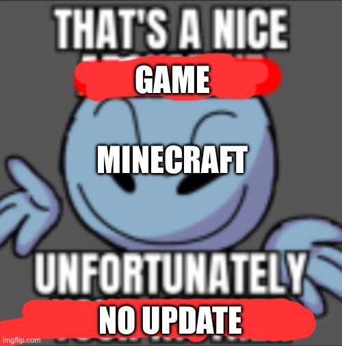 That's a nice. Unfortunately your mother | GAME MINECRAFT NO UPDATE | image tagged in that's a nice unfortunately your mother | made w/ Imgflip meme maker