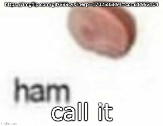 ham | https://imgflip.com/gif/899cys?nerp=1702585894#com28992164; call it | image tagged in ham | made w/ Imgflip meme maker