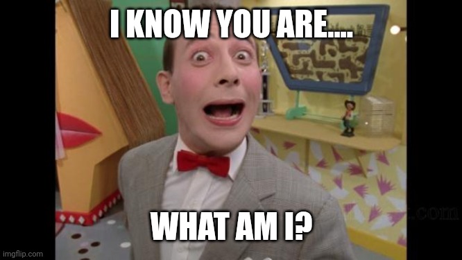 Pee Wee | I KNOW YOU ARE.... WHAT AM I? | image tagged in pee wee | made w/ Imgflip meme maker