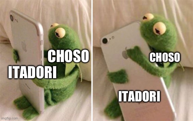 Kermit Hugging Phone | CHOSO; ITADORI; CHOSO; ITADORI | image tagged in kermit hugging phone | made w/ Imgflip meme maker