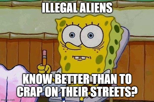 Oh Crap?! | ILLEGAL ALIENS KNOW BETTER THAN TO CRAP ON THEIR STREETS? | image tagged in oh crap | made w/ Imgflip meme maker