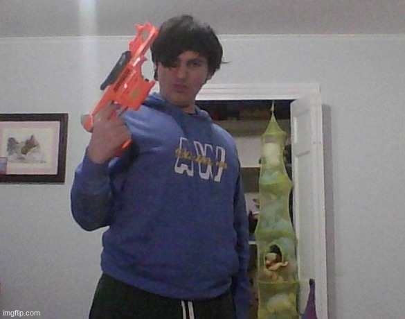 The gun in the image is the Nerf Accustrike series FalconFire | image tagged in ducc irl 2 | made w/ Imgflip meme maker