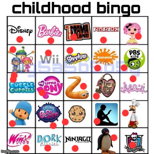 pbs kids was all i watched bruh | image tagged in childhood bingo | made w/ Imgflip meme maker