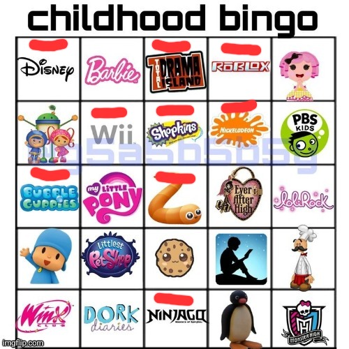 9 out of 25 | image tagged in childhood bingo | made w/ Imgflip meme maker