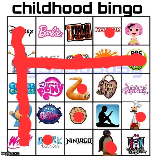 And majority of these I still like, list in comments | image tagged in childhood bingo | made w/ Imgflip meme maker