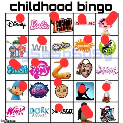 Childhood bingo | image tagged in childhood bingo | made w/ Imgflip meme maker