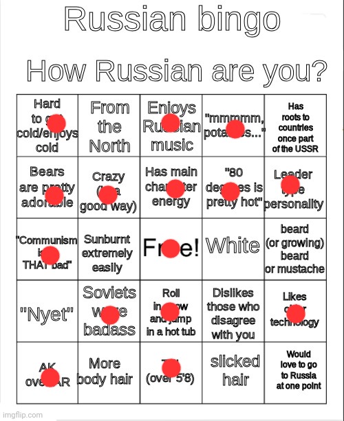 Heh | image tagged in russian bingo | made w/ Imgflip meme maker