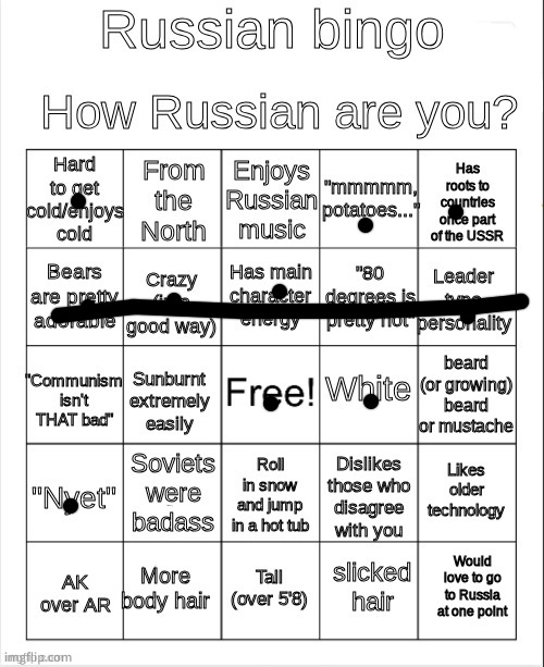 russian bingo | image tagged in russian bingo | made w/ Imgflip meme maker