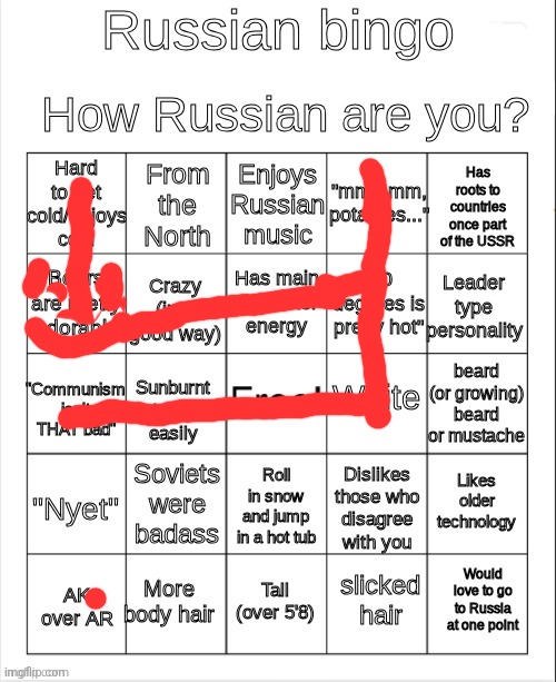 russian bingo | image tagged in russian bingo | made w/ Imgflip meme maker