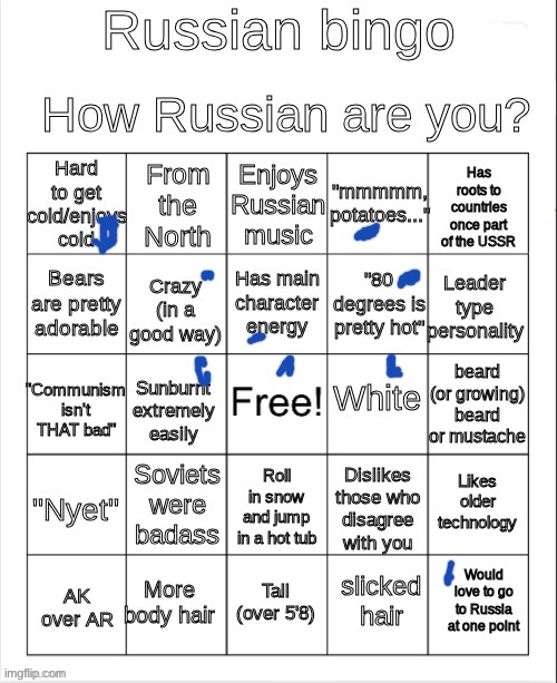 Pretty Russian apparently | image tagged in russian bingo | made w/ Imgflip meme maker
