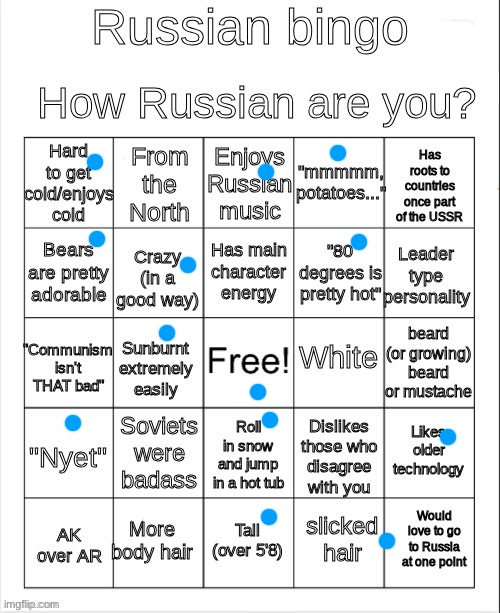 soviets stinky | image tagged in russian bingo | made w/ Imgflip meme maker