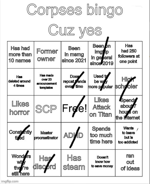 Corpses shitty bingo | image tagged in corpses shitty bingo | made w/ Imgflip meme maker