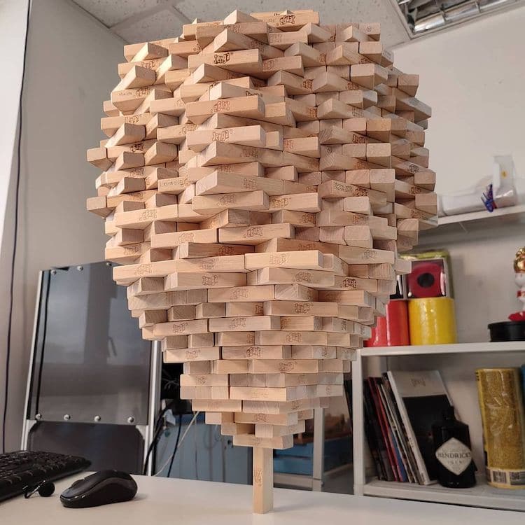 Jenga tower stand on single block Blank Meme Template