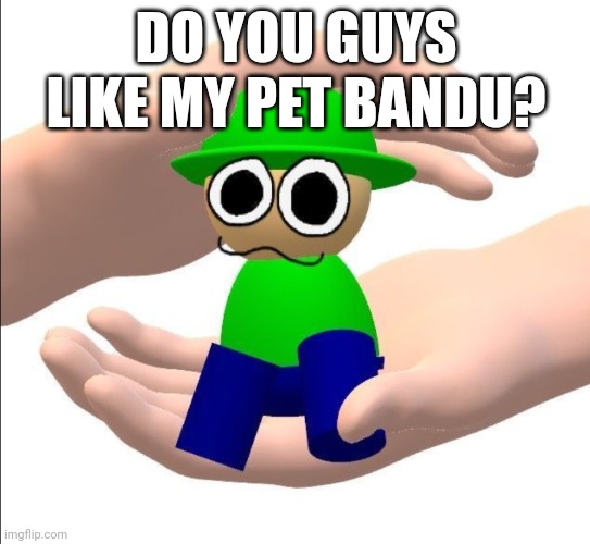 I got a new pet! | DO YOU GUYS LIKE MY PET BANDU? | image tagged in holding bandu,dave and bambi | made w/ Imgflip meme maker