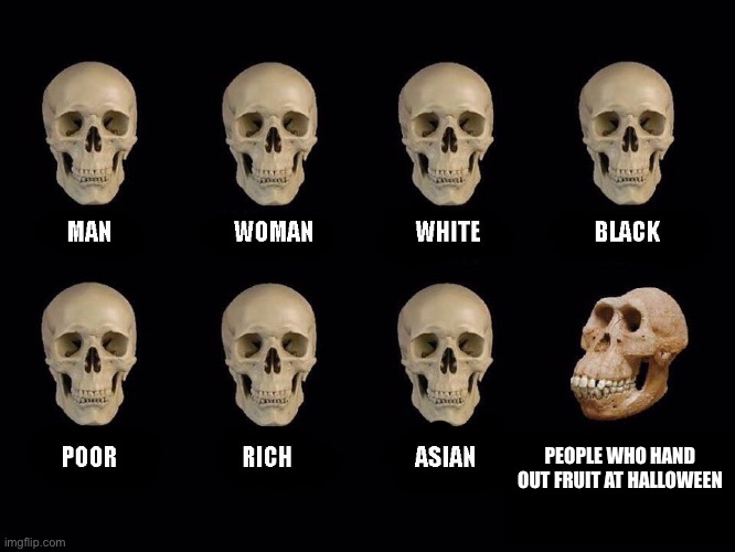 empty skulls of truth | PEOPLE WHO HAND OUT FRUIT AT HALLOWEEN | image tagged in empty skulls of truth | made w/ Imgflip meme maker