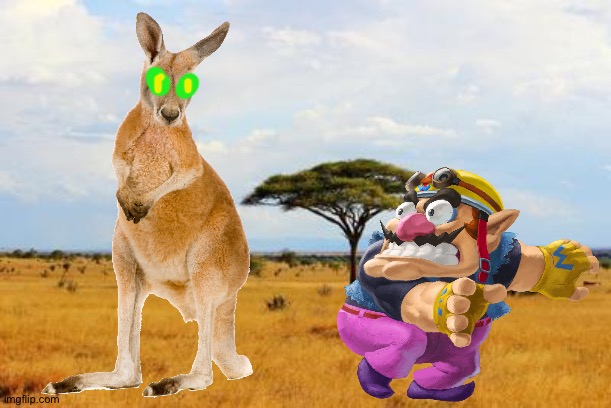 Wario dies by a African demon Kangaroo in the savannah | image tagged in savannah,wario dies | made w/ Imgflip meme maker