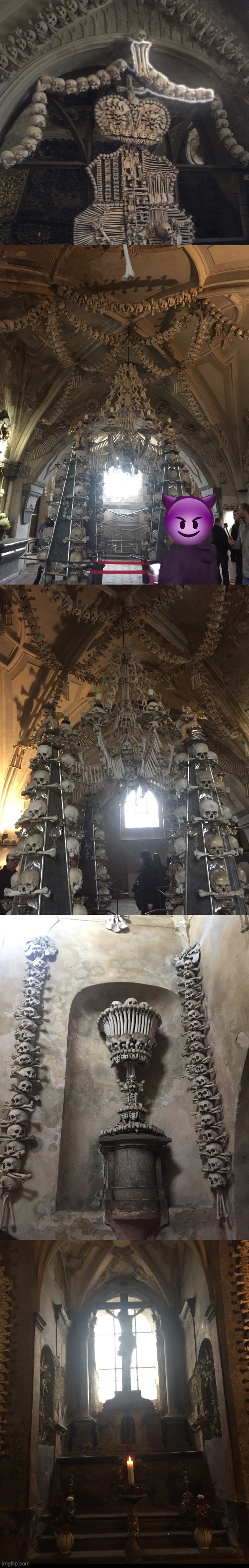 I took these on a trip to Prague. This is the Sedlec Ossuary in Kutná Hora, Czech Republic | image tagged in human,bones,church,bone,heavy metal,metal | made w/ Imgflip meme maker