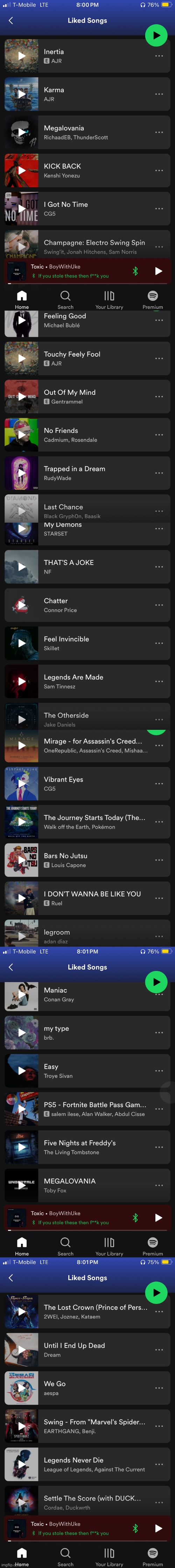My full Spotify liked songs (I only have one dream song on there because it’s like his only good one) | made w/ Imgflip meme maker