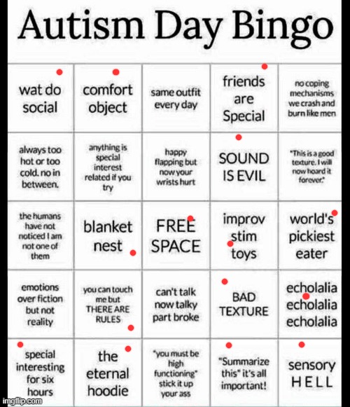 i got bingo yay | image tagged in autism bingo | made w/ Imgflip meme maker