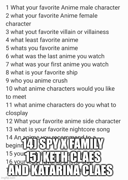 counting down to christmas anime addtion | 14) SPY X FAMILY 15) KETH CLAES AND KATARINA CLAES | image tagged in anime,my next life as villainess,spy x family,siblings | made w/ Imgflip meme maker