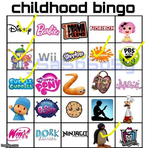 I'm reflecting on my toddler years, in the late 2010s | image tagged in childhood bingo | made w/ Imgflip meme maker