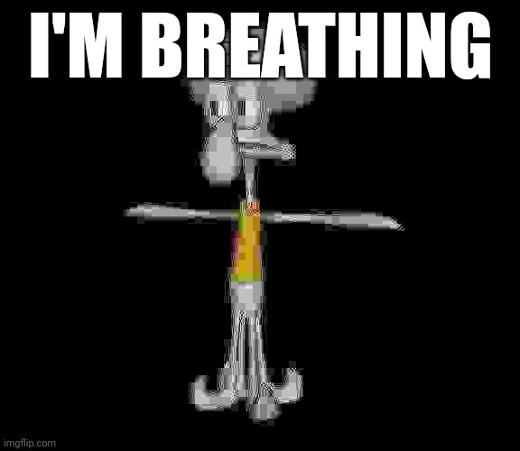 Squidward t-pose | I'M BREATHING | image tagged in squidward t-pose | made w/ Imgflip meme maker