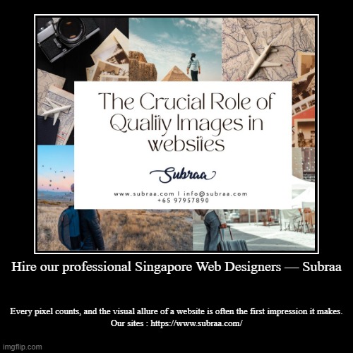 Hire our professional Singapore Web Designers — Subraa | Every pixel counts, and the visual allure of a website is often the first impressio | image tagged in funny,demotivationals | made w/ Imgflip demotivational maker