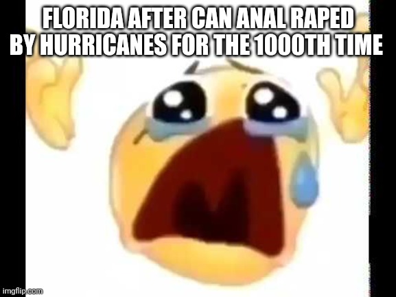 cursed crying emoji | FLORIDA AFTER CAN ANAL RAPED BY HURRICANES FOR THE 1000TH TIME | image tagged in cursed crying emoji | made w/ Imgflip meme maker