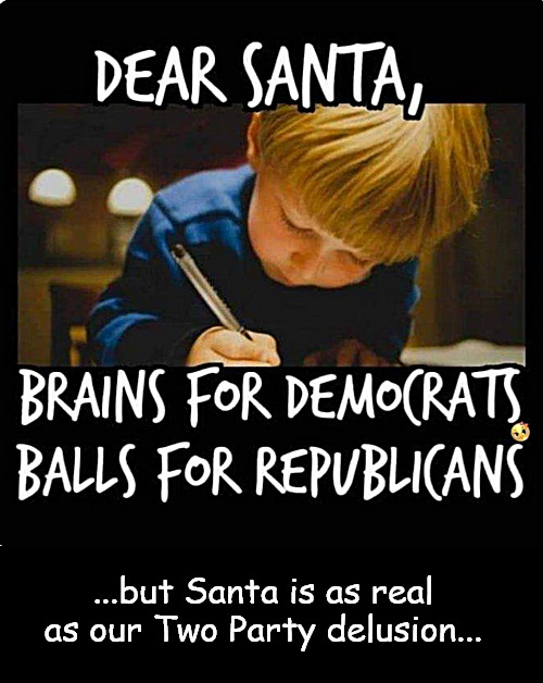 a Uniparty bite | ...but Santa is as real as our Two Party delusion... | image tagged in memes,politics,uniparty | made w/ Imgflip meme maker