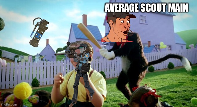 BONK | AVERAGE SCOUT MAIN | image tagged in cat the hat | made w/ Imgflip meme maker