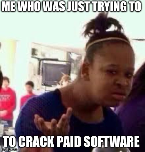 Bruh | ME WHO WAS JUST TRYING TO TO CRACK PAID SOFTWARE | image tagged in bruh | made w/ Imgflip meme maker