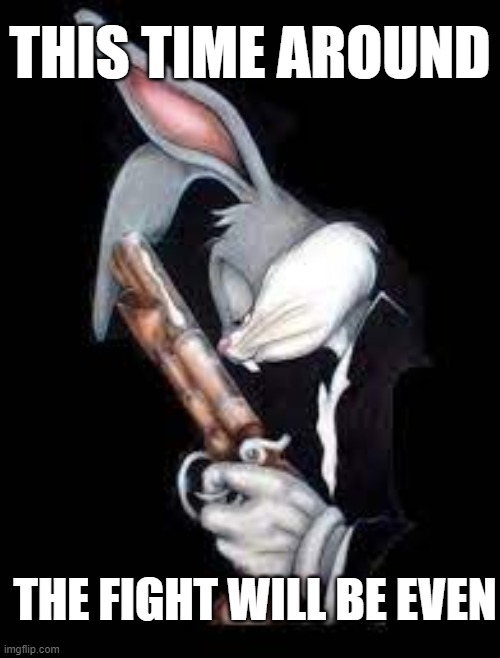 Rabbit's Got the Gun | THIS TIME AROUND; THE FIGHT WILL BE EVEN | image tagged in civil war,american civil war,republicans,democrats,gun control | made w/ Imgflip meme maker