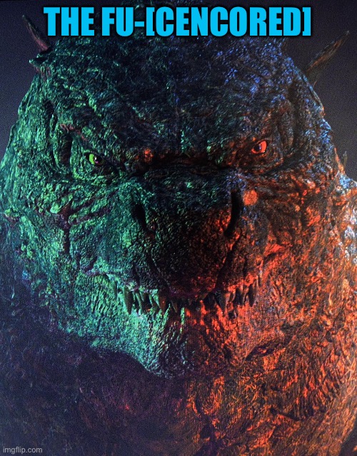 Godzillas face | THE FU-[CENCORED] | image tagged in godzillas face | made w/ Imgflip meme maker