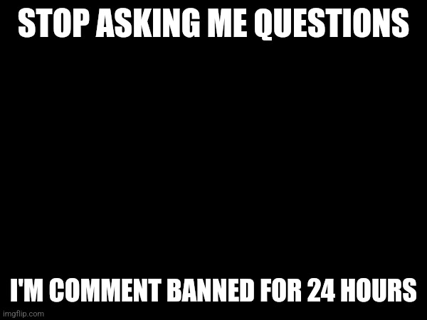 STOP ASKING ME QUESTIONS; I'M COMMENT BANNED FOR 24 HOURS | made w/ Imgflip meme maker