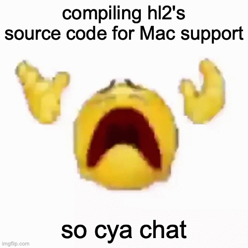 in my defense I bought it already | compiling hl2's source code for Mac support; so cya chat | image tagged in nooo | made w/ Imgflip meme maker