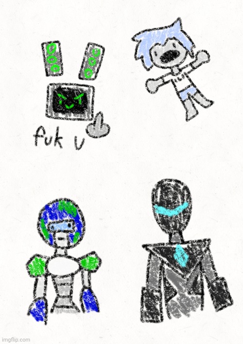 Poorly drawn versions of my characters | made w/ Imgflip meme maker