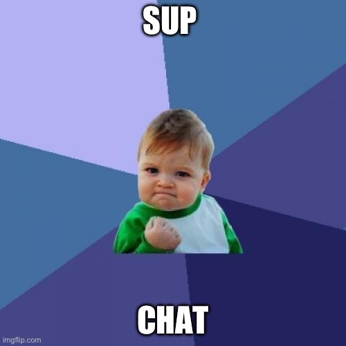 Hewo | SUP; CHAT | image tagged in memes,success kid | made w/ Imgflip meme maker