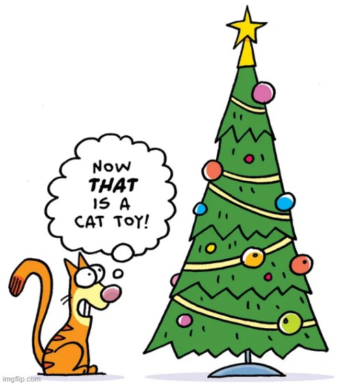 image tagged in memes,comics/cartoons,christmas tree,cats,toy,it is acceptable | made w/ Imgflip meme maker