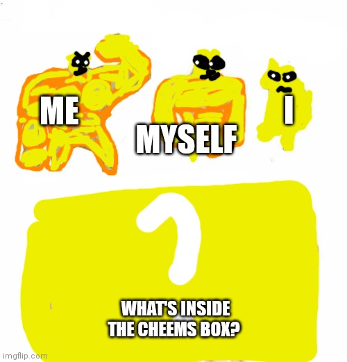 Cheems box | I; ME; MYSELF; WHAT'S INSIDE THE CHEEMS BOX? | image tagged in super doge,cheems buff cheems ultra cheems,cheems box | made w/ Imgflip meme maker