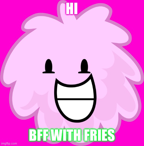 Puffball (BFDI) | HI; BFF WITH FRIES | image tagged in puffball bfdi | made w/ Imgflip meme maker