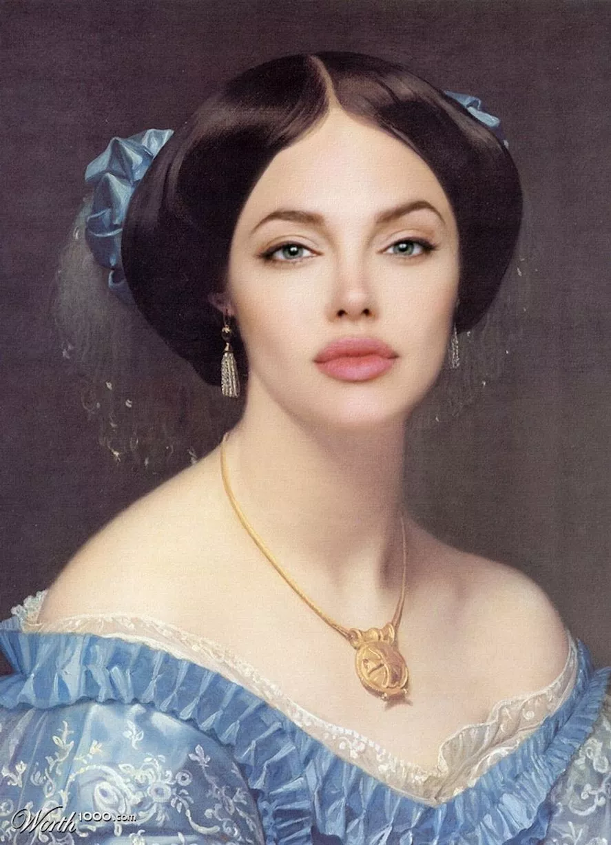 High Quality ANGELINA JOLIE CLASSICAL PAINTING Blank Meme Template