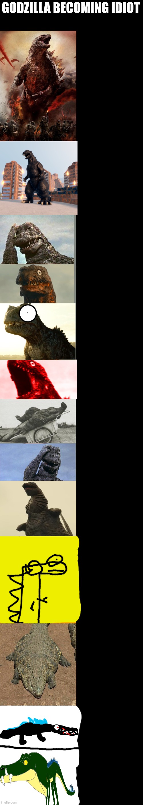 Godzilla becoming idiot Blank Meme Template