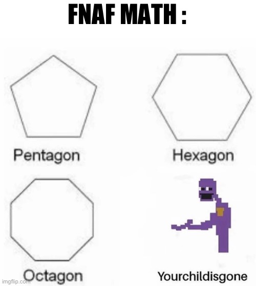 YOURCHILDISGONE ! | FNAF MATH : | image tagged in yourchildisgone | made w/ Imgflip meme maker