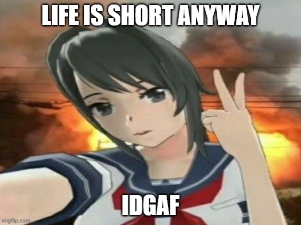 LIFE IS SHORT ANYWAY; IDGAF | made w/ Imgflip meme maker