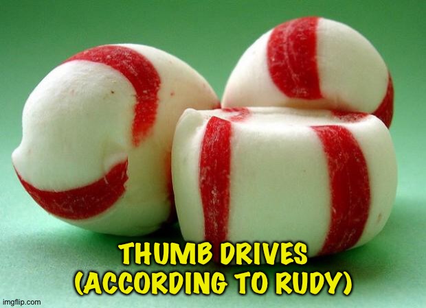 New product, Giuliani Thumb Drives | THUMB DRIVES
(ACCORDING TO RUDY) | image tagged in mints | made w/ Imgflip meme maker